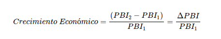 Fórmula de Crecimiento Económico (PBI1 / PBI2) / PBI1